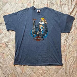 harley davidson rare fort bragg looney tunes lucky light blue t shirt size 2xl